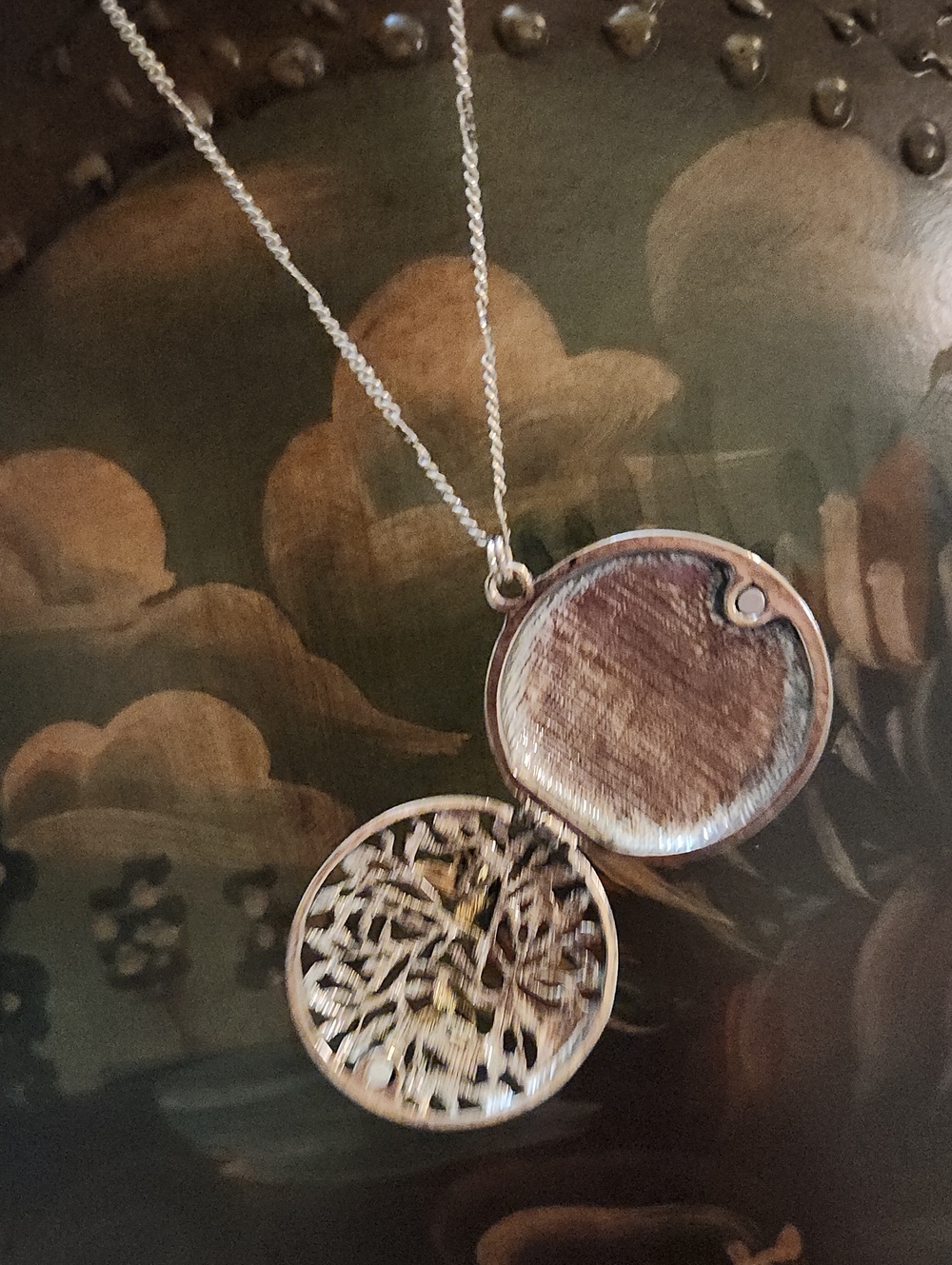 Two-Tone Tree of Life Locket Necklace - Gold & Silver - Picture 2 of 8
